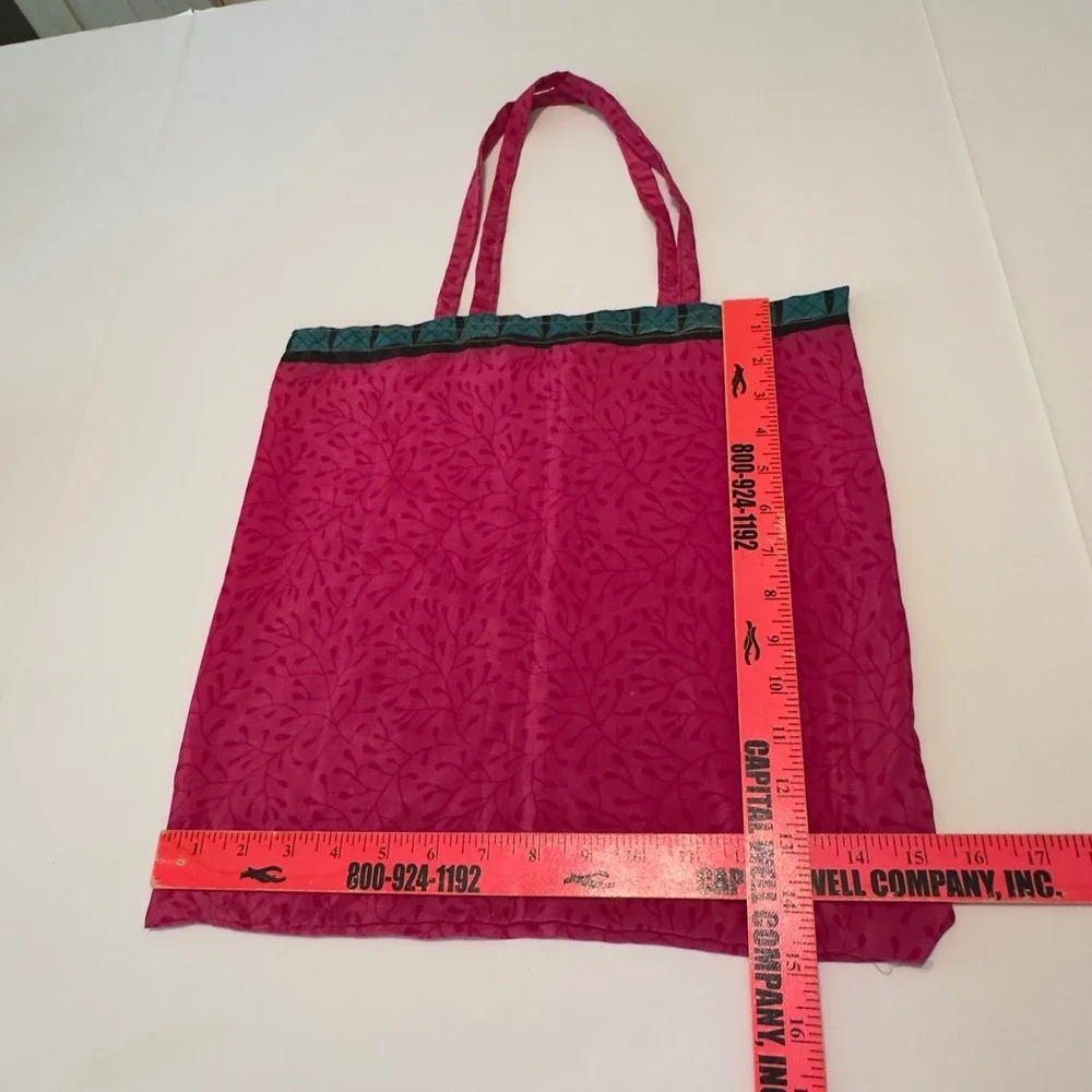 Magenta Pink Botanical Vine Scarf Tote Bag Lightweight Reusable Shopper Boho